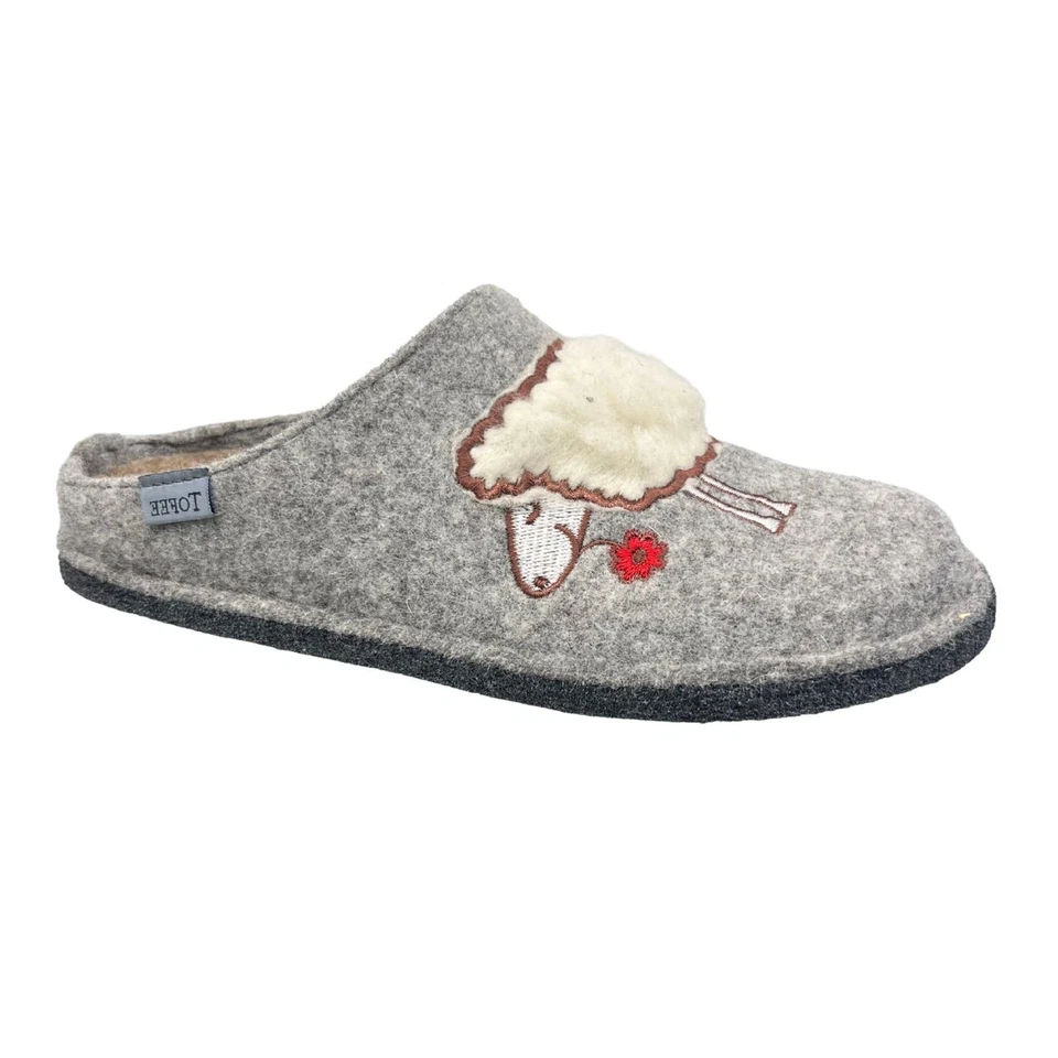 TOFEE Damen Hausschuhe Wollfilz Schaf Filzsohle Pantolette hellgrau 36-42 - Bild 1 von 4