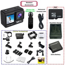 64G 5K EIS WIFI Action Camera Sport Bike Recorder Waterproof Wireless Microphone