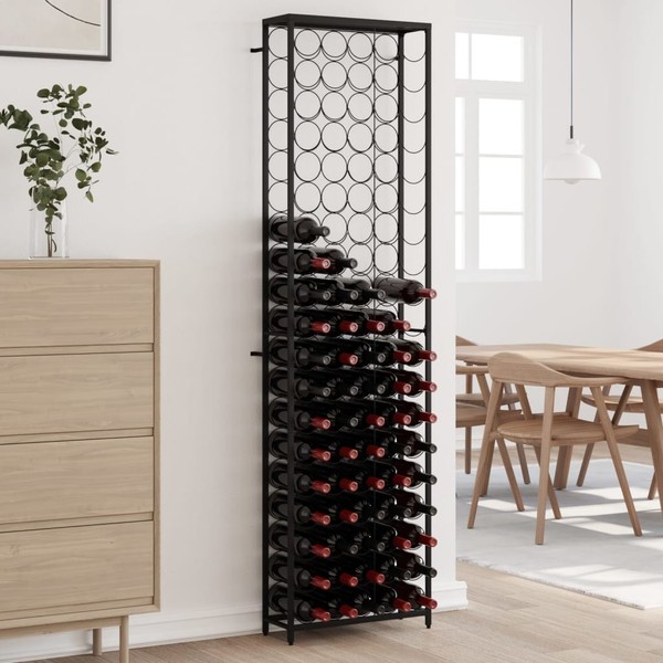Weinregal FüR 95 Flaschen Schwarz 54X18X200 Cm Schmiedeeisen-image