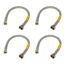 4-Pack 16-Inch 1.3Ft x 3/8" Comp x 1/2" FIP Faucet Hose Connector, Stainl...