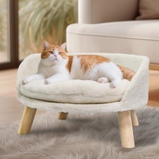 Large Cat Sofa Chair Bed Elevated Nordic Pet Stool Bed Plush Fur Dog Kitten Couc