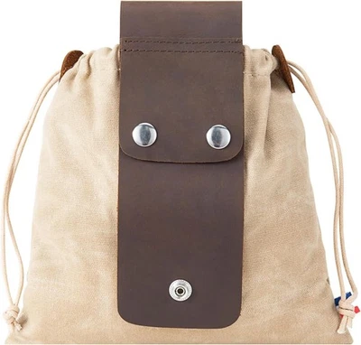 ZHAOCO Canvas Futtersack zum Wandern, zusammenklappbarer Ledergürtelbeutel (Khaki)