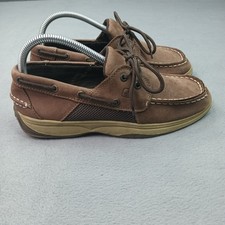Sperry intrepid boat shoe dark brown leather Boys Size 6 casual walnut