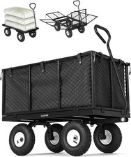 Garden Carts Yard Dump Wagon Cart Lawn Utility Outdoor Steel Heavy Duty 800lbs