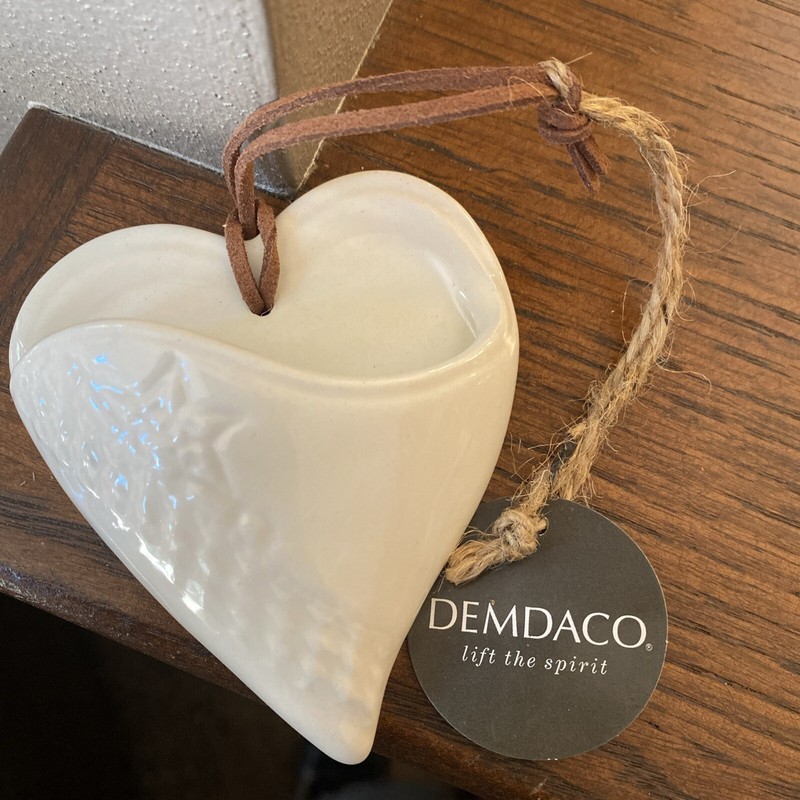 Rare Hard-to-Find DEMDACO Loved Heart Note Ornament Stoneware NWT Valentine