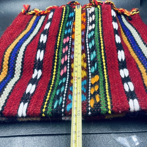 Vtg 1970s Boho Cosmetic Travel Bag Purse Wool Blend Handmade Satchel Hippiecore - Picture 7 of 10
