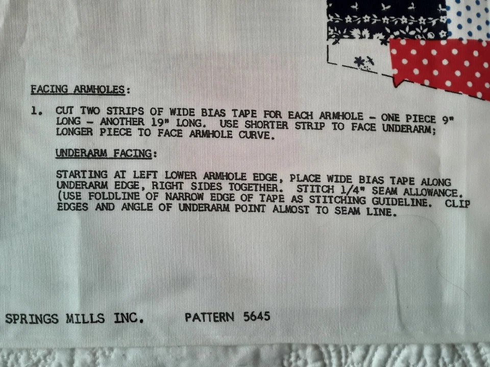 Springs Vtg Girls Sz 4-6 Faux Patchwork Dress Jumper Cut & Sew Cotton Fabric 70s - Image 4 of 4