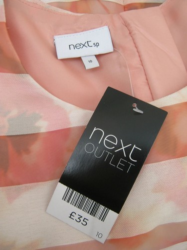 Next Striped Floral Dress Sleeveless Knee Length Chiffon Flare Dress Size 10 NEW - Picture 8 of 9