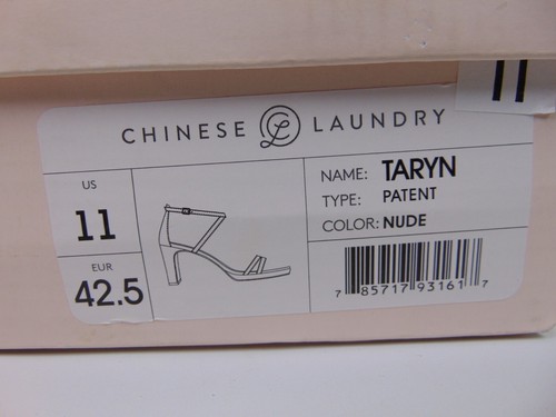 Chinese Laundry Taryn Block Heels Women Evening Sandal Size 11.0 Med Patent Nude - Picture 13 of 13