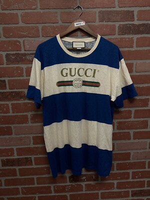 Size Large - Gucci Logo Striped T-Shirt 