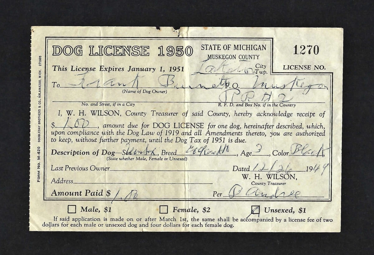 How Much Is A Dog License In Michigan
