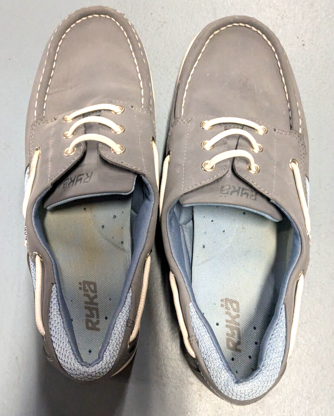 SAOLA Scarpe da barca donna Ryka taglia 8 5 Chatham slip on grigio e blu chiaro suola in gomma