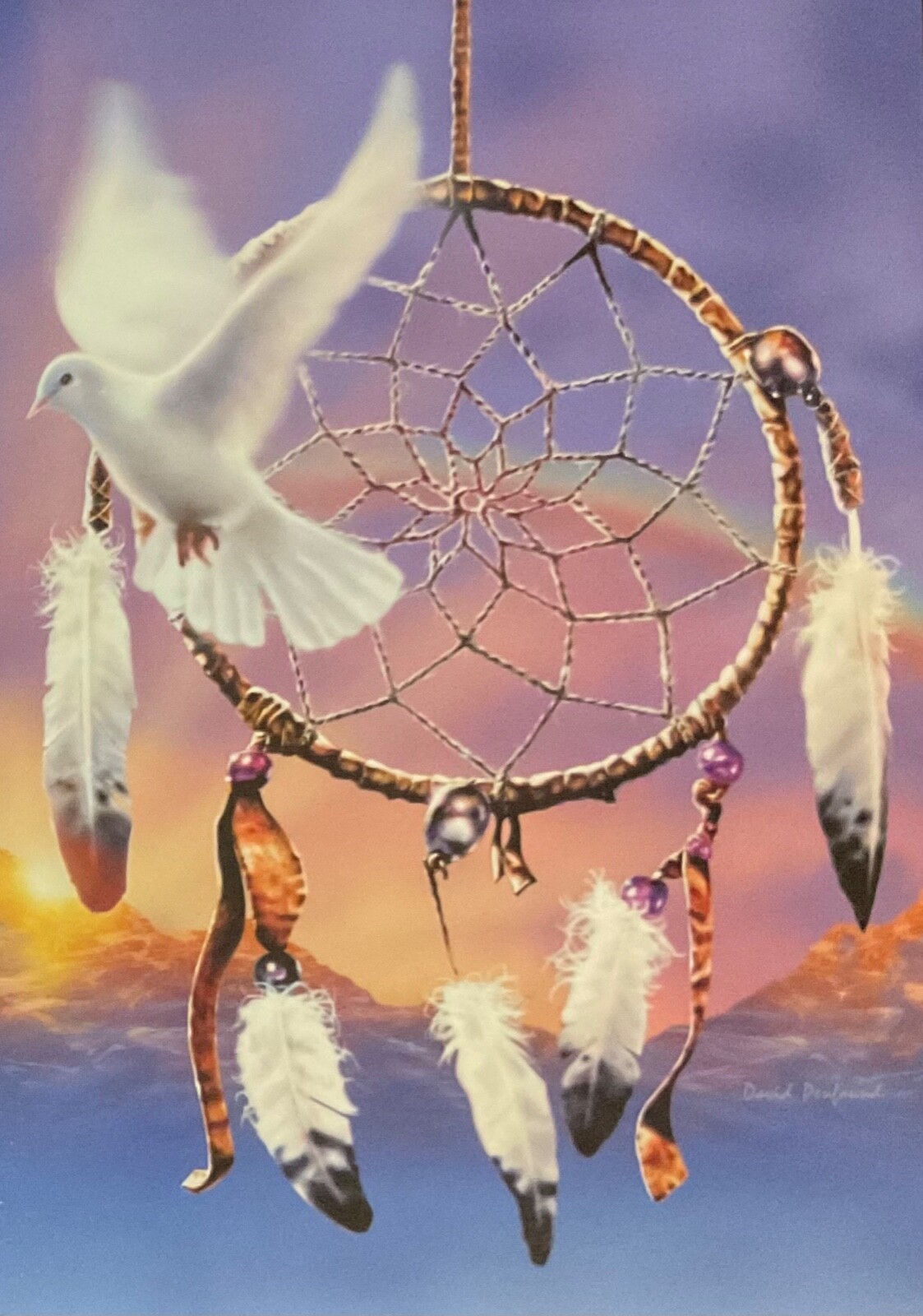 D. Penfound ~ Dreamcatcher Dove ~ Native American ~ Pagan ~ Blank Greeting Card