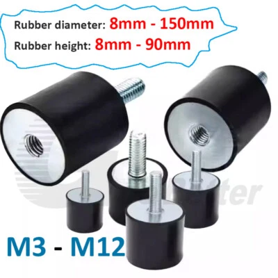 GOOBETTER Gummipuffer Schwingungsdämpfer Stoßdämpfer Anti Vibration Gewinde M3 M4 M5 - M12