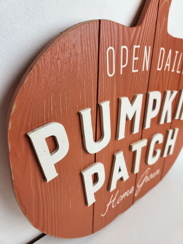Pumpkin Patch Open Daily Shaped Wall Sign Decor Fall Thanksgiving Raised Letters - Image 3 of 4