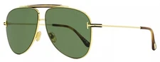 Tom Ford BRADY FT 1018 30N Shiny Gold Frame Green Lens Sunglasses 60mm New