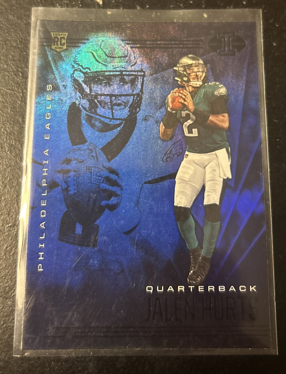 2020 Panini Illusions Trophy Collection Sapphire Jalen Hurts #11 Rookie RC blue