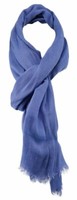 Tigertie Schal In Blau Einfarbig Mit Kleinen Fransen - Gr. 180 X 70 Cm