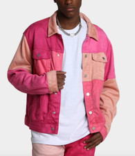 MNML Logo Patchwork Suede Trucker Jacket Size Medium NEW Unisex Mens Womens