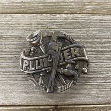Pewter Great American Buckle Co 1982 Plumber Belt Buckle