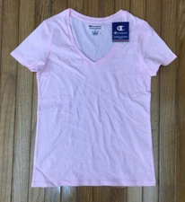 New Champion Women's Pink V-neck Tee T-shirt Top Blouse Size S
