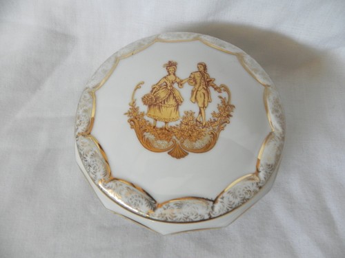 B&C Limoges Frankreich WERFPAAR Schmuck Schmuck Schmuckkästchen Porzellan Weißgold - Bild 4 von 9