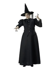 Womens Black Witch Wicked oz Elphaba Dress Hat Halloween Costume 2XL-3XL