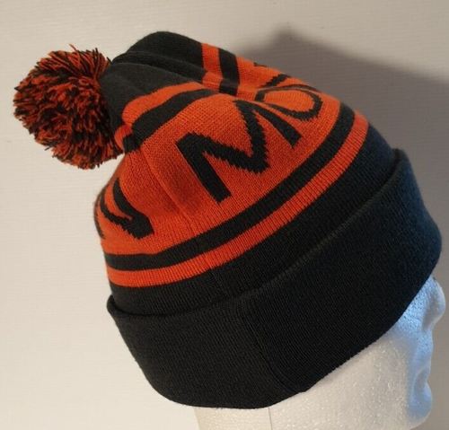 MONS ROYALE McCloud Pom Pom Merino Wool Blend Unisex Beanie Hat Khaki Orange O/S - Picture 3 of 7