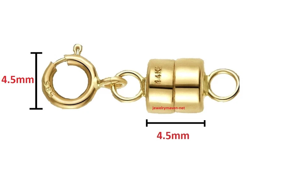 Anel de mola extensor corrente ouro amarelo sólido 4,5 mm 14k fecho magnético 1/2" EUA - Imagem 3 de 4