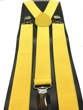 NEW Punk Goth Yellow SUSPENDERS ELASTIC BRACES CLIP ON Y-SHAPE