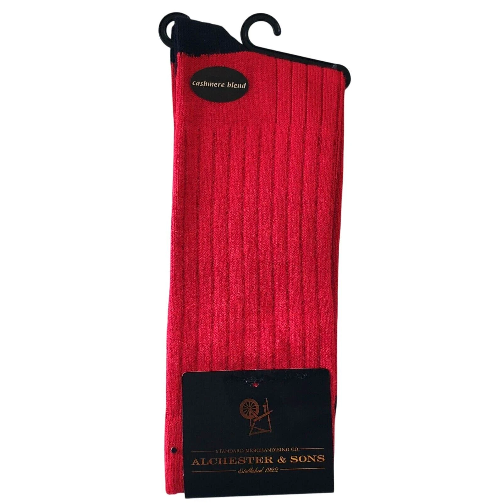 Alchester Red Mens Socks Indiana Viscose Cashmere Soft Blend Size 10-13 Blue