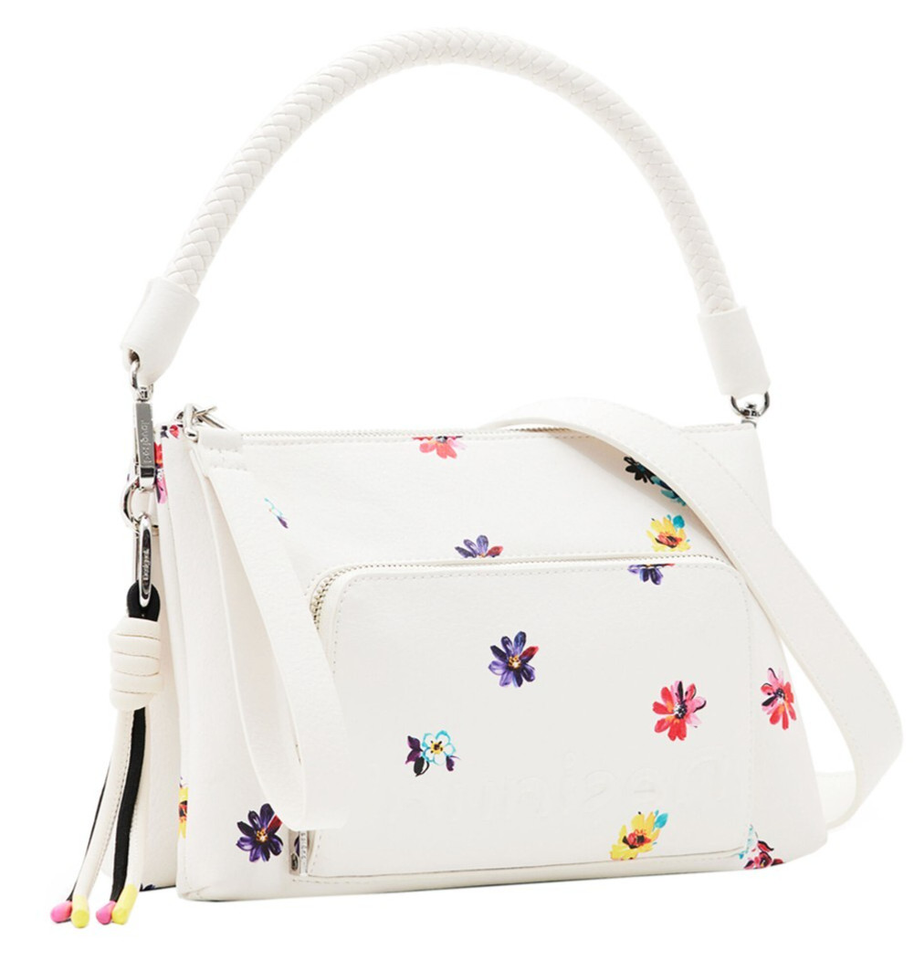 Desigual - Borsa da donna Fresia Dortmund bianca fiori 27x6x17 cm 23SAXPA6