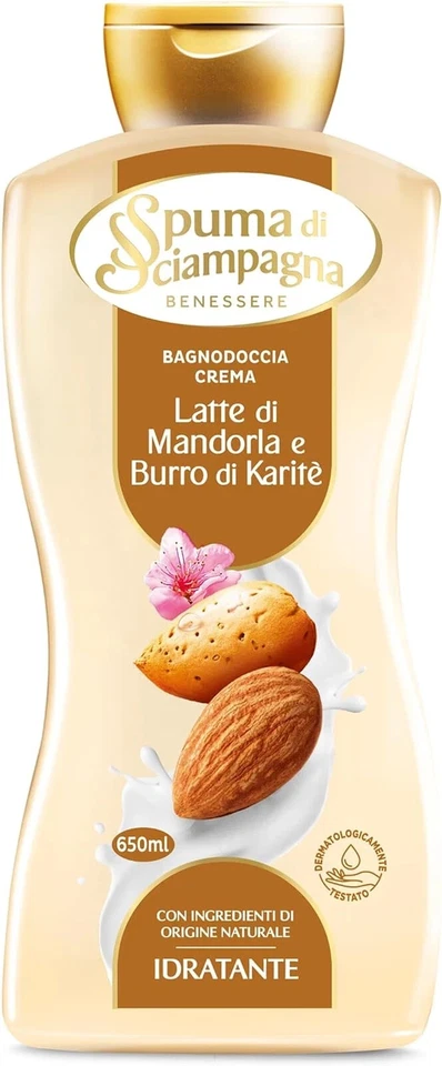 SPUMA DI SCIAMPAGNA Duschcreme Feuchtigkeitsspendend Mandelmilch Und Sheabutter - 650 Ml
