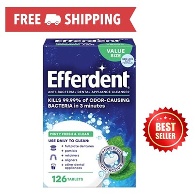 New Fardent Retainer & Renture Cleaner Tablets Minty & Fresh Clean 126 Count