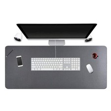 PU Leather Desk Pad Large Waterproof Writing Mat 31"x13" Grey