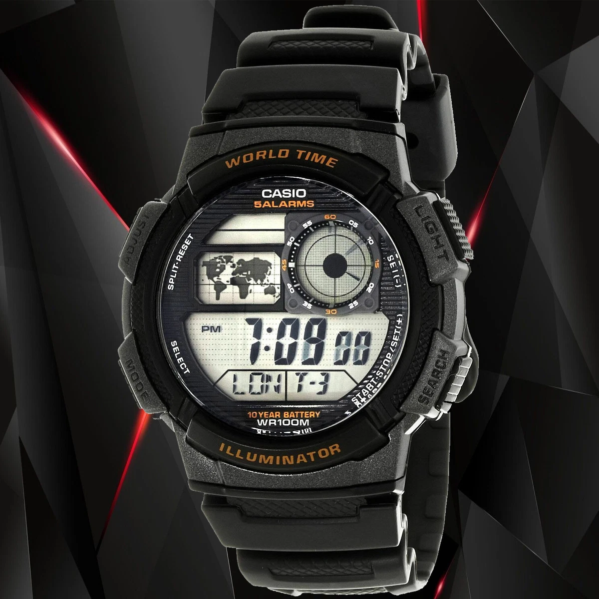 Casio 5 online alarms wr100m