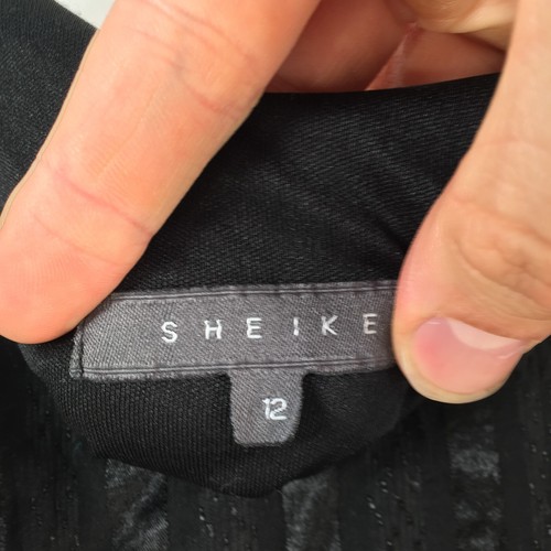 SHeike womens cami tank top size 12 black short sleeve striped 067498 - Picture 4 of 10