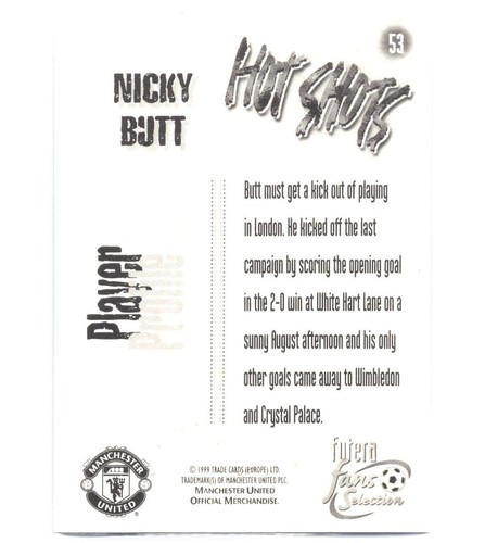 NICKY BUTT 1999 Futera Embossed Soccer Card MANCHESTER UNITED #53 PSA - Picture 2 of 2