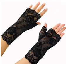 Long Fingerless Women Sexy Lace Gloves Ladies Fishnet Sunscreen Mesh