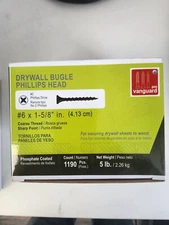 # 6 x 1-5/8" Drywall Screws, Coarse, Sharp Point, Black Phosphate, 5 LB