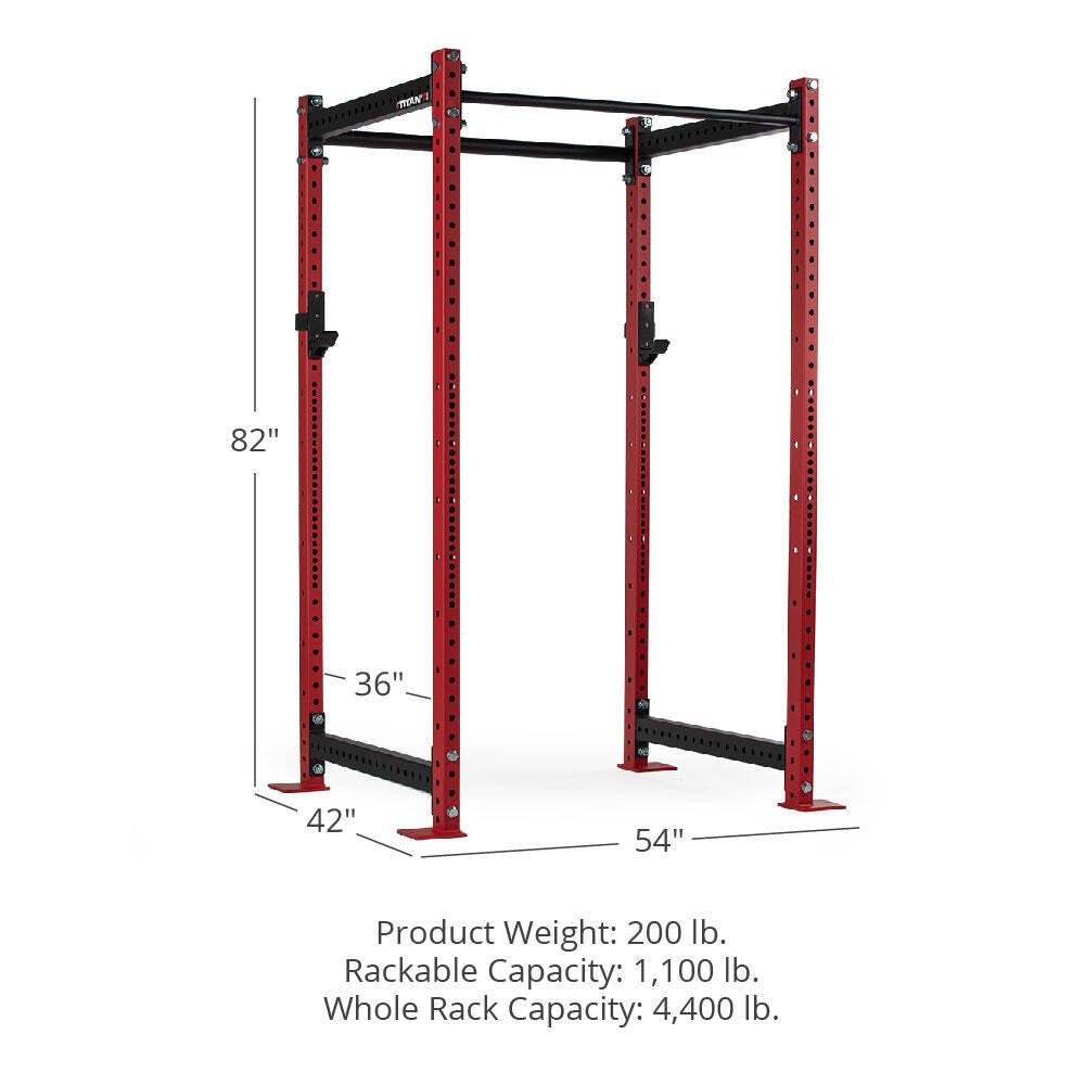 Titan Fitness Power Rack T-3 Rouge - Court, 36" De Profondeur - Pour Maison