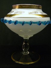 Murano Style Blown Art Glass Stemmed Candy Dish