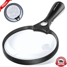 Large Magnifying Glass with Light 10X 20X 45X Illuminated Handheld Magnifier