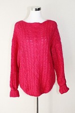 Vintage 80's FIA ITALIA Knit Mohair Sweater Pullover Raspberry Pink Fuzzy M 04