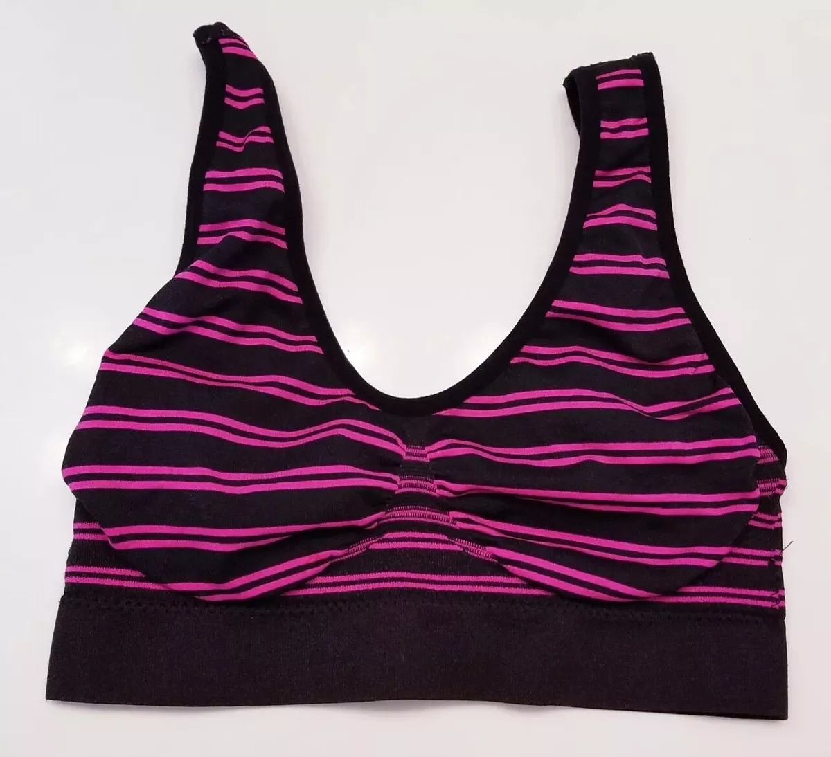 CMX Sports Bra Women’s Size S/M Racerback Stretch Striped Black