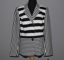 John Meyer Black White Striped Stretch Lined Blazer Wms 10 NWT MSRP 170 Nice
