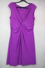 Chaps Purple Ruched in the Center Midi Dress-Size XL