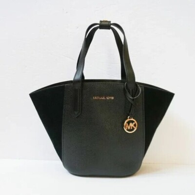 NWB Michael Kors Portia Tote Black Leather & Suede 35F1GPAT1S $358 Gift Bag F