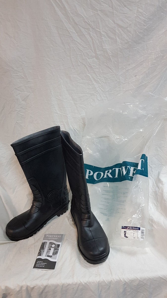 Portwest FW95 Size UK steel toe cap safety wellington boots steel mid  wellies