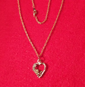 Authentic 14KT GOLD PLATED LOVE HEART CHARM WITH 18 INCH ROPE CHAIN NECKLACE- 2074